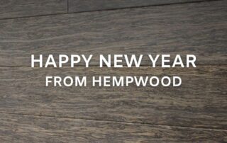 HempWood Wall in Taupe with "Happy New Year From HempWood" text